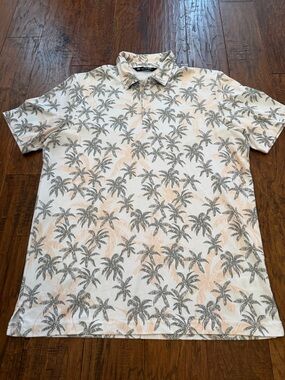 TRAVIS MATHEW Palm Tree Polo Golf Shirt Men's Large Short Sleeve